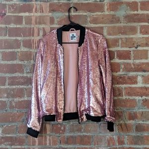 The Rockn Rev Pink Sequined Bomber Jacket